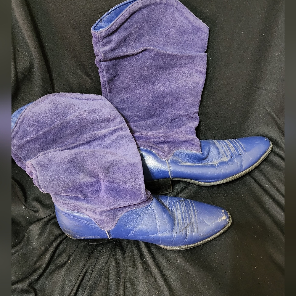 Blue leather & suede Dingo boots
